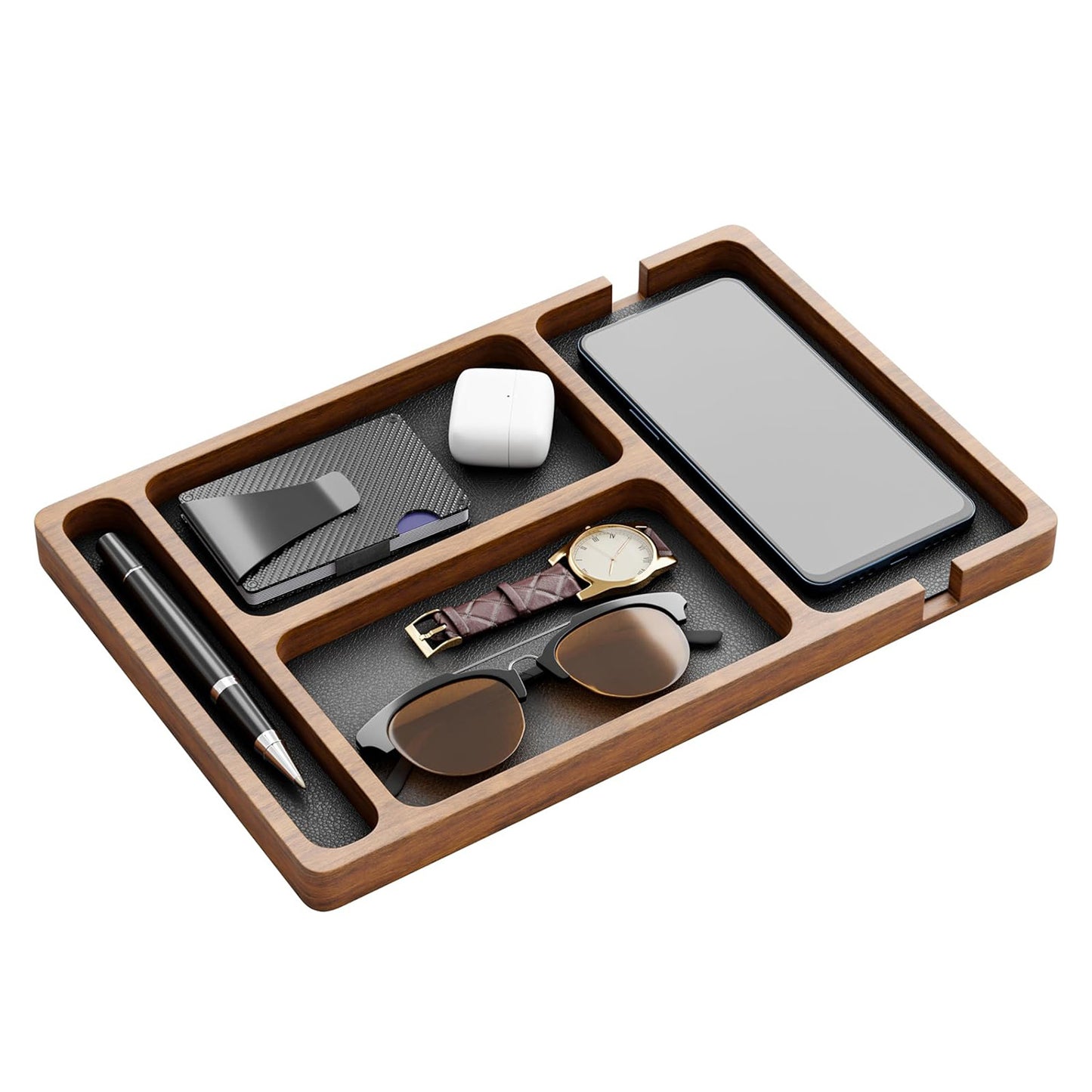 Solid Wood Grid Glasses Organize Box Mobile Phone Headset