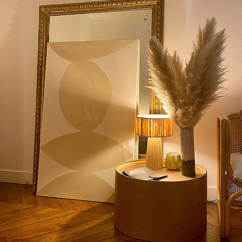 Bedroom Retro Bedside Hand-woven Rattan Table Lamp