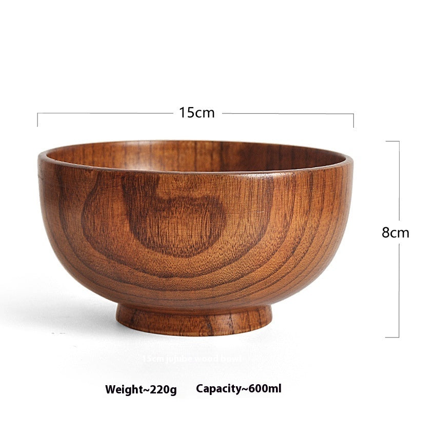 Solid Wood Bowl Large Small Size Soup Bowl Noodle Bowl