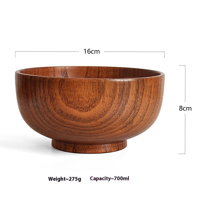 Solid Wood Bowl Large Small Size Soup Bowl Noodle Bowl
