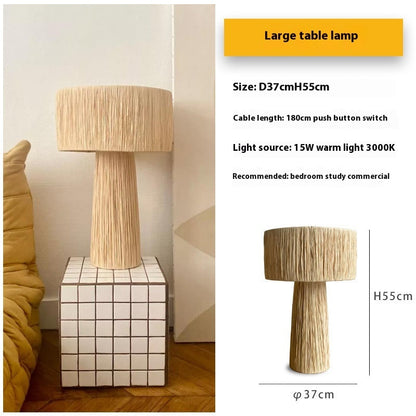 Bedroom Retro Bedside Hand-woven Rattan Table Lamp