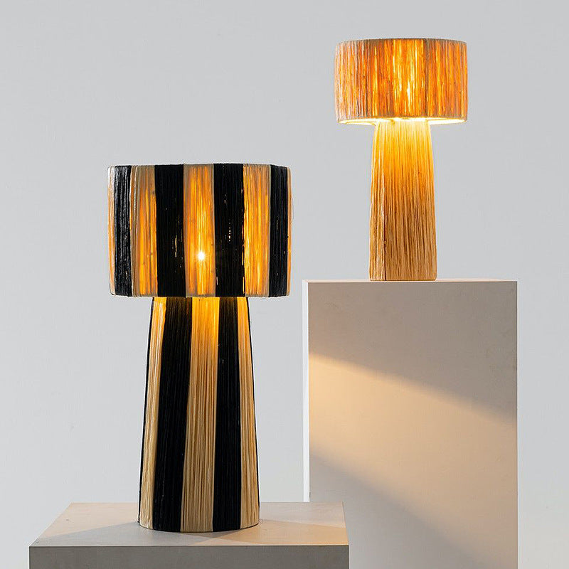 Bedroom Retro Bedside Hand-woven Rattan Table Lamp